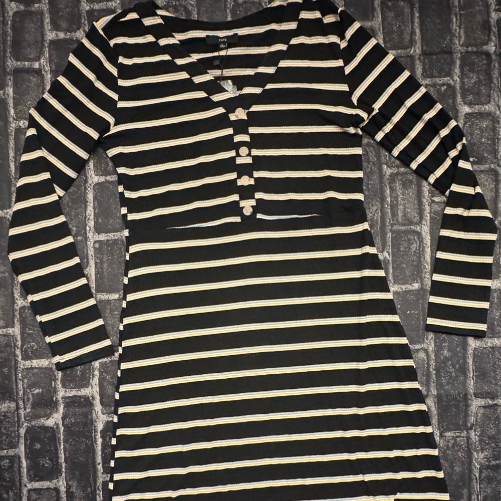 Fate Black with Stripes Long Sleeve Dress
